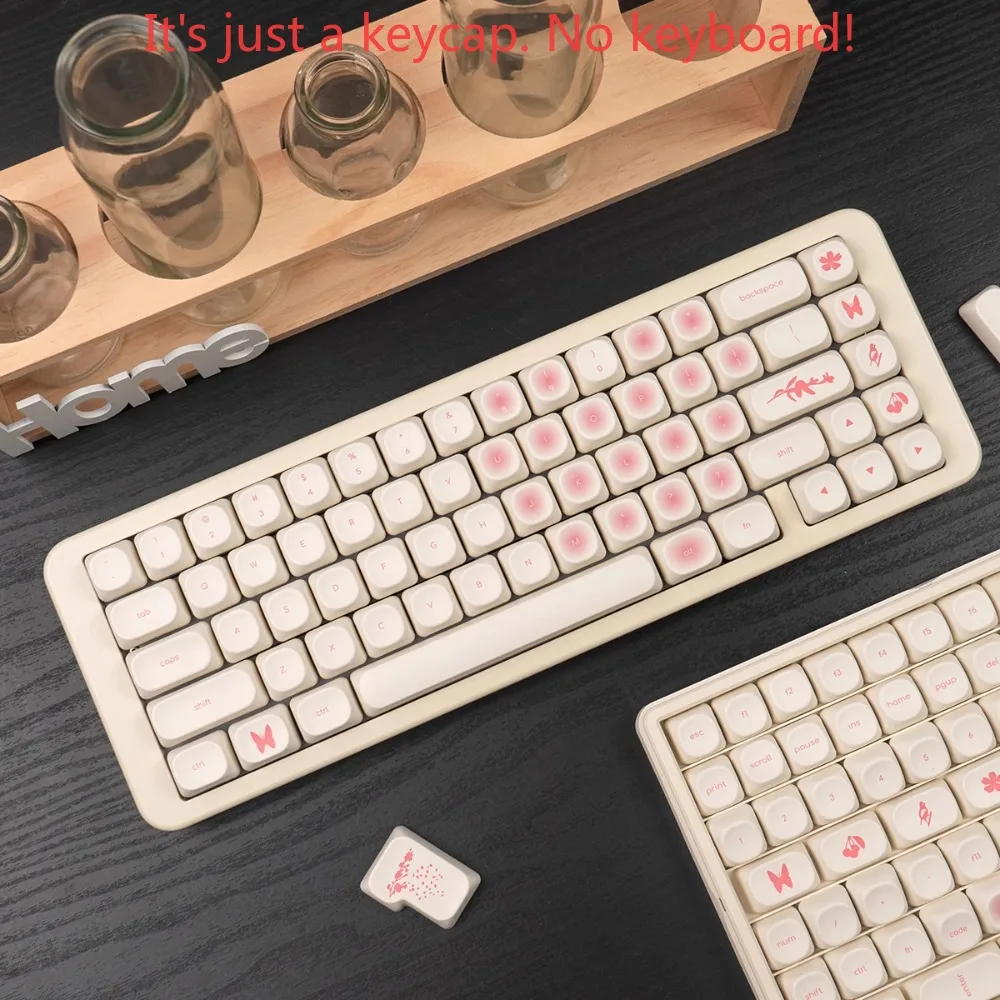 GEFENSI MOA Pink Heart Keycap Set PBT 123 Keys Teenage Girl Gift Keycap For MX Switch Modified Mechanical Keyboard Accessories