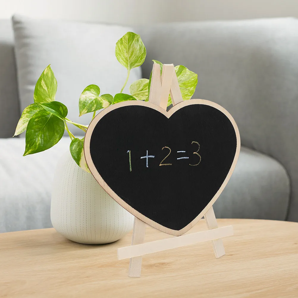 2Pcs Small Chalkboard Sign Board Heart Shaped Standing Mini Chalkboard for Restaurant Cafe Office Message Board Advertising Sign