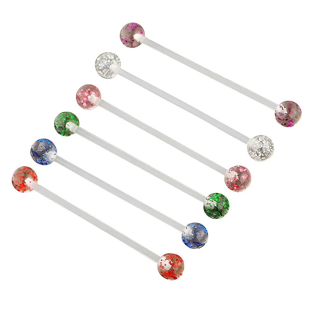 6pcs Soft Stem Stud Earrings Acrylic Tongue Rings For Women Surgical Body Piercing Jewelry Gift Safe Comfortable Wear