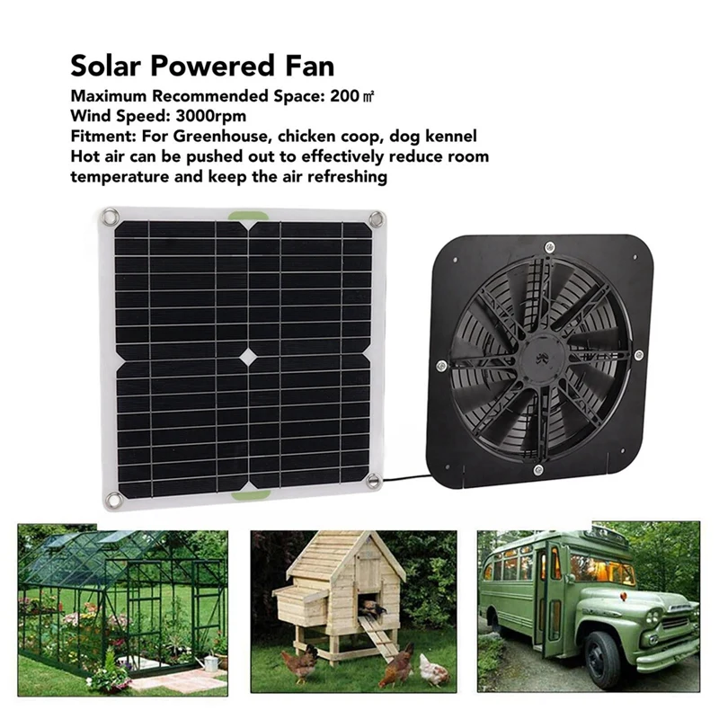Mono-Polycrystalline Solar Panel with 13.5 Inches Exhaust Fan Bracket Photovoltaic Fan Ventilation Cooling Solar Panel-A28R