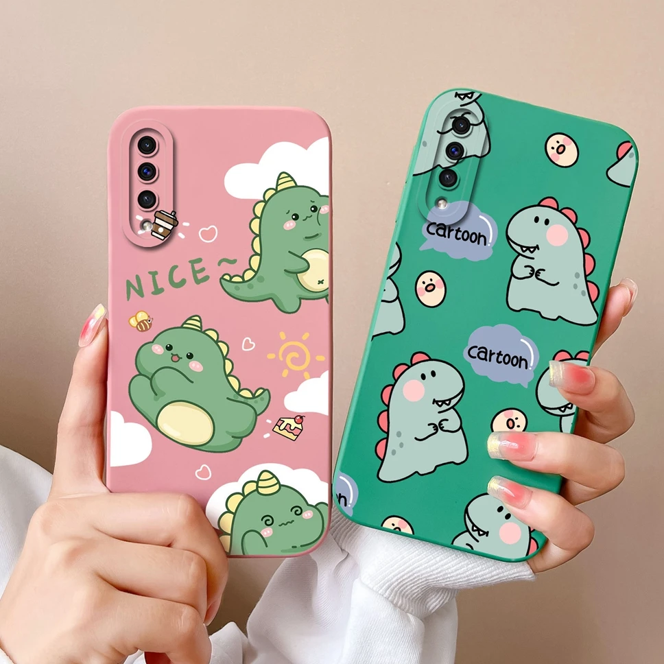 For Samsung Galaxy A50 A50S A30S Case Lovely Cartoon Dinosaur Smooth Liquid Silicone Cover For SamsungGalaxy A 50 50S 30S Fundas