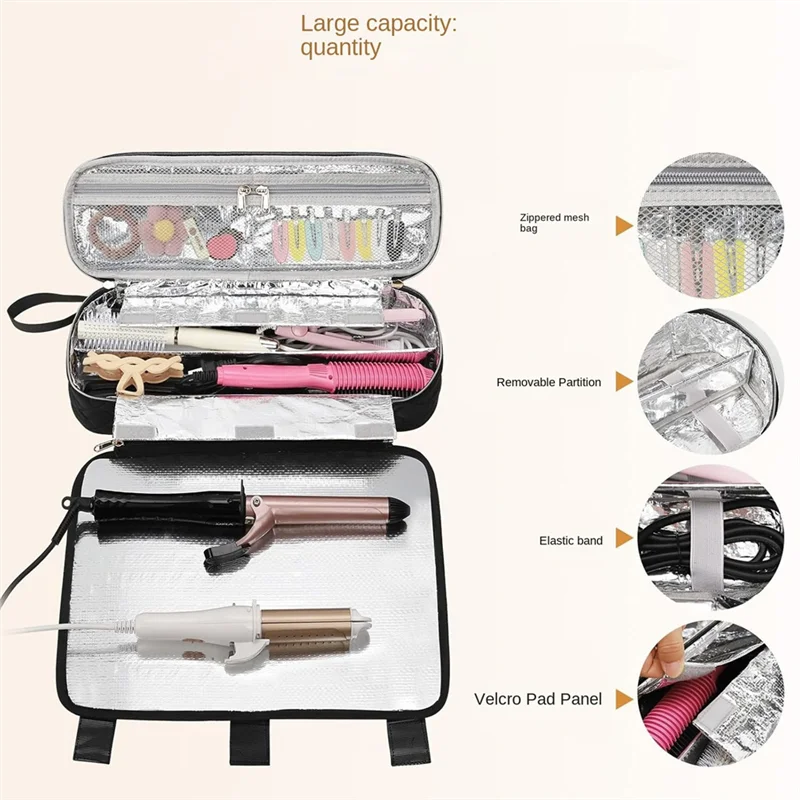 ABGP-Hair Tools Travel Bag Hair Styling Tool Organizer Storage Bag For Flat Irons Straighteners Curling Iron Accessories