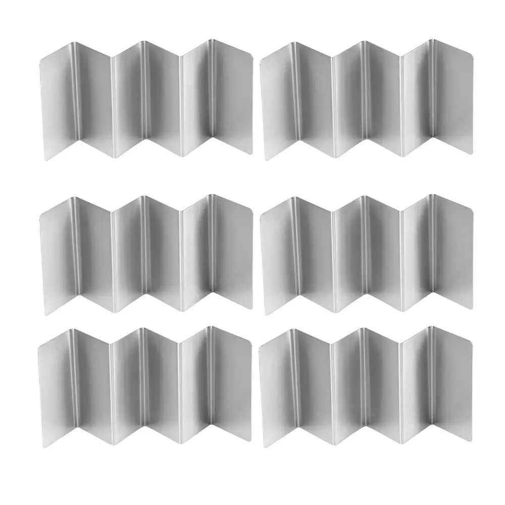 6pcs Stainless Steel Taco Holder Stand 3-Slot Design W Wavy Shape Kitchen Taco Tray Open-Ended Easy Clean