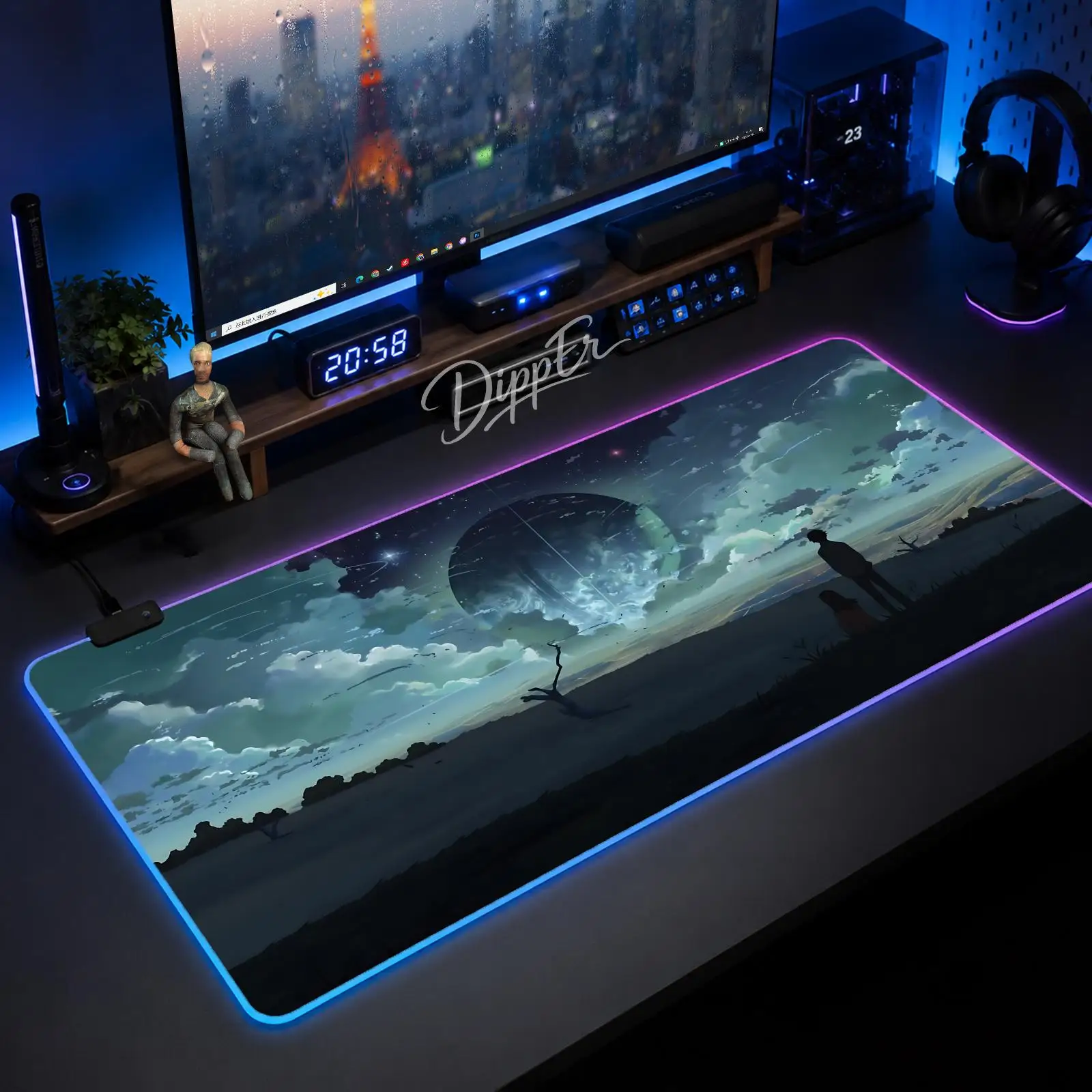 Five Centimeters per Second Mouse Pad Large Size LED Glowing Table Pad XXL Gaming Non-slip Rubber Mat With Backlight
