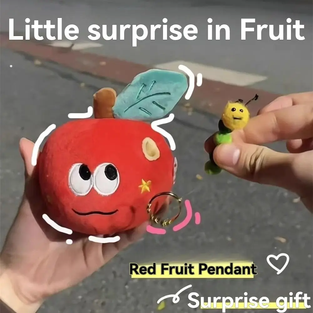 كارتون أفخم الفاكهة دمية لطيف أحمر مفاجأة تخزين المجوهرات دمية رقيق رومانسية على ظهره قلادة اقتراح اعتراف