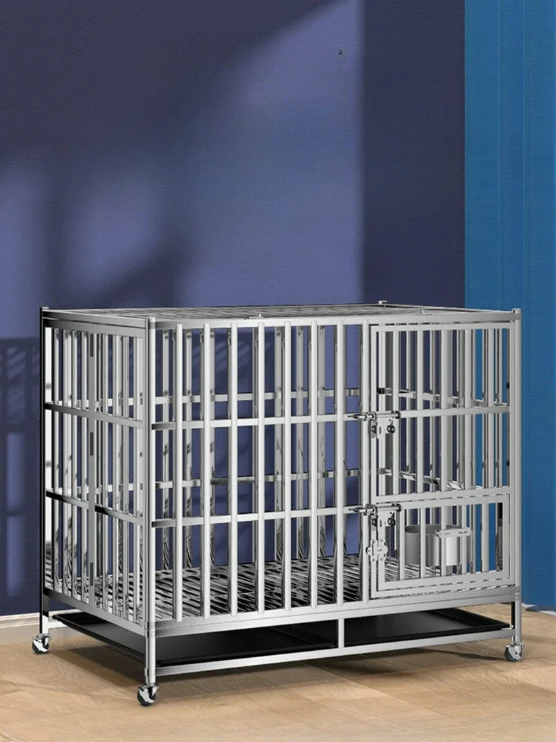 

HQ Folding or Assembling Heavy Load Stainless Steel Tube Dog Pet Cages Kennel Carriers Houses Crate with Bow Sub-plate Door