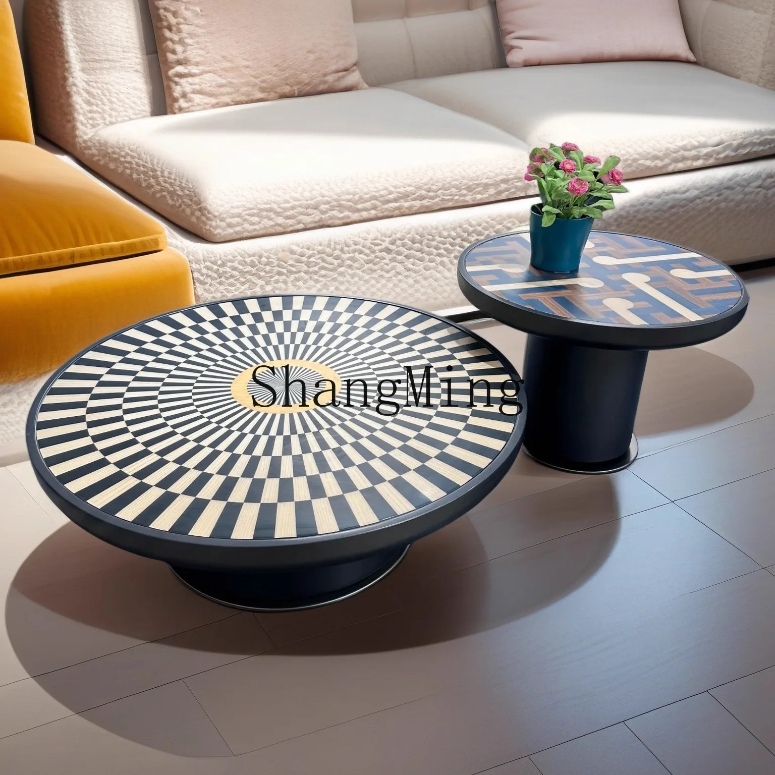 

CL Modern Light Luxury Minimalist Solid Wood Coffee Table Living Room Creative Round Coffee Table