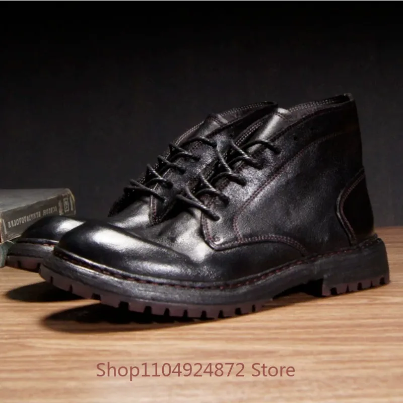 British Style Casual Desert Western Motorcycle Boots Men's Thick Sole Non-slip  Anti Odor Comfortable Outdoor Ankle Boots Male