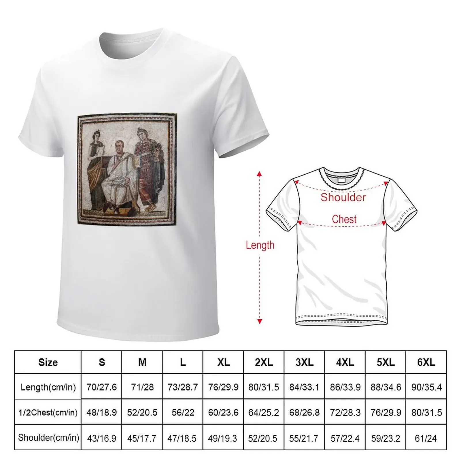 Vergil Roman Mosaic T-Shirt graphics cute clothes fruit of the loom mens t shirts tops Unisex Summer Short Sleeve