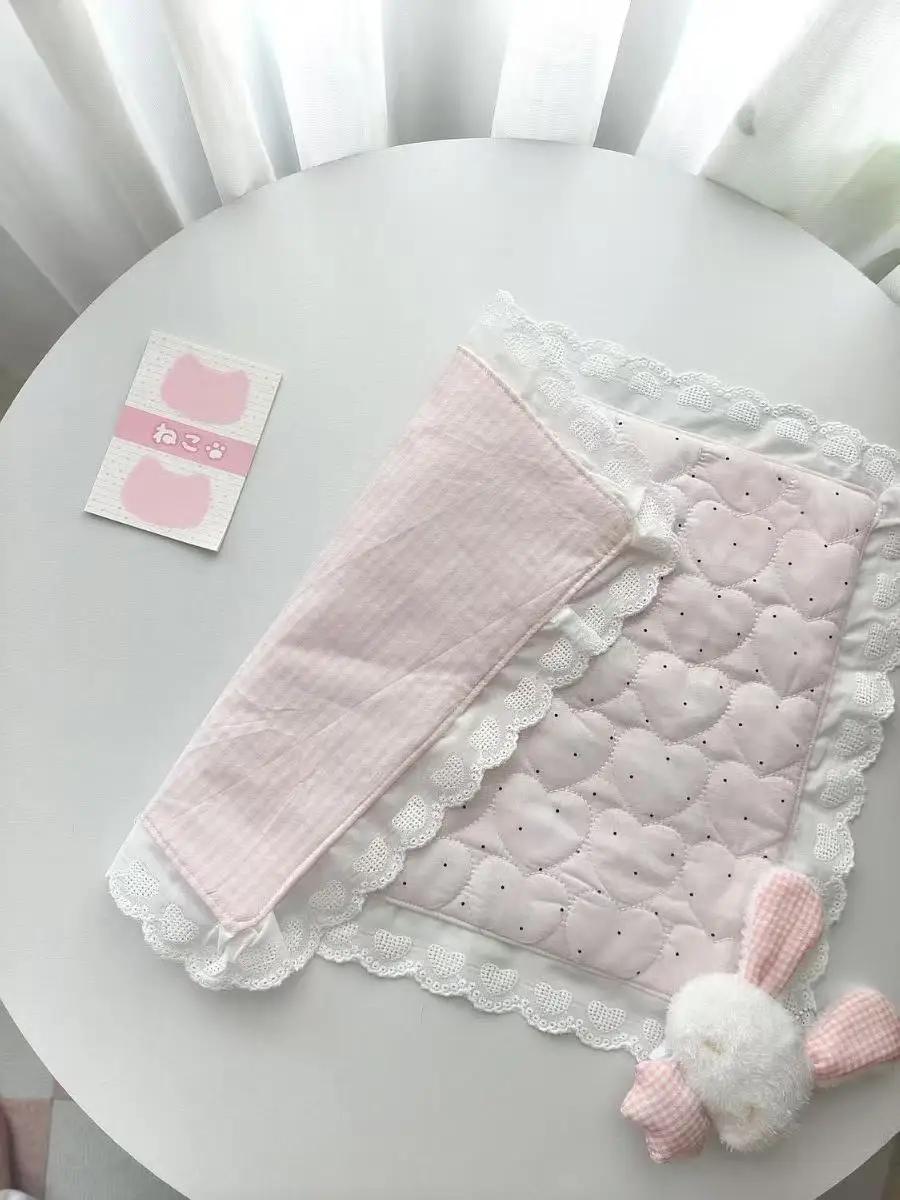 Kawaii Koreanischer Stil Liebes-Spitzen-Tischset mit Punkten und Karos, niedliche, süße Mädchen-Foto-Shooting-Dekomatte, dekorative Tischdecke – Detail 5