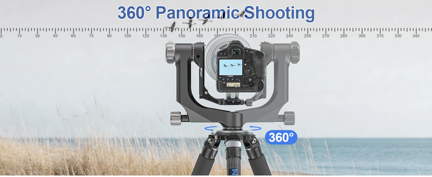 WEYLLAN Professioneller Gimbal-Stativkopf PH9 aus Kohlefaser, Hochbelastbar mit Arca Swiss Schnellwechselplatte, Maximale Belastung 20kg für Kamera und Teleskop, Neu – Detail 3