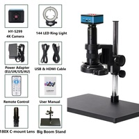 4K UHD 60FPS Digital Microscope 180X C-Mount Lens HDMI USB Industrial Electronic Microscope Camera for Phone Repair Soldering