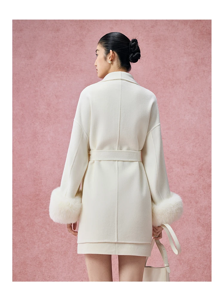 Luxury Double-sided Wool Women's Coat White Short Cuff Mink Coat Autumn and Winter Youth Fashion Soft and Delicate Warm Coat