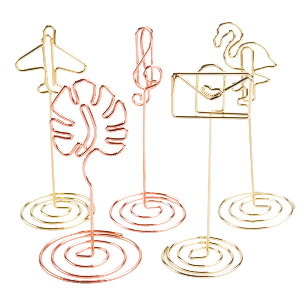 

5pcs Metal Note Holder Clips Lightweight Cute Design Home Decoration Paper Memo Organizers Desktop Accessories