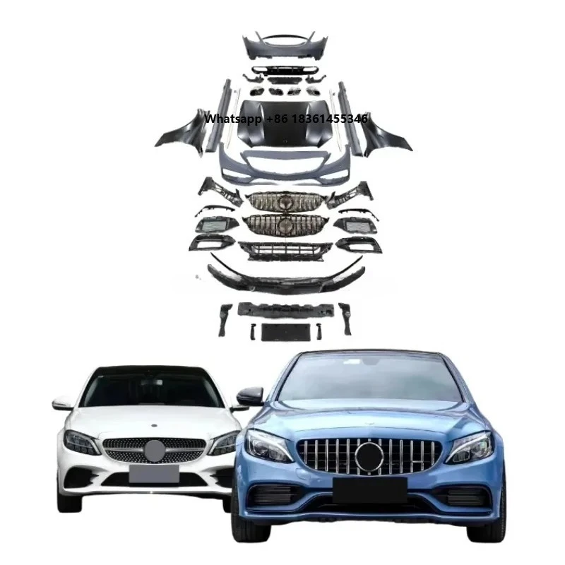 

For C-class W205 2013-2019 Upgrade to C63 W205 Bodykit PP Bumpers Grille Hood Fende Modification Factory Price