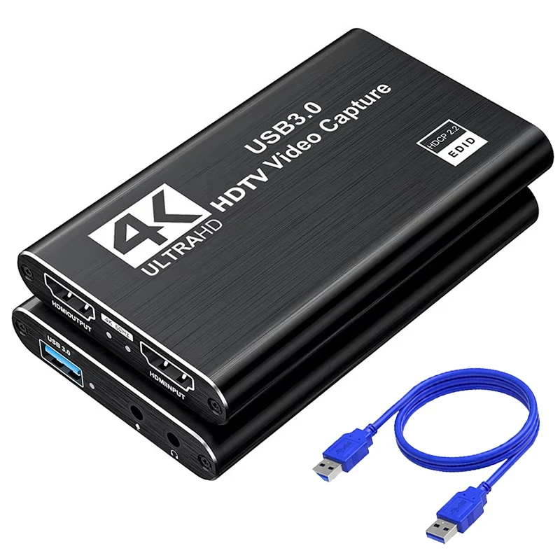 4K HDMI USB 3.0 Audio Video Capture Card 1080P 60Hz Video Recorder Grabber with Loop-out HDCP 2.2 for OBS Live Streaming Game PC