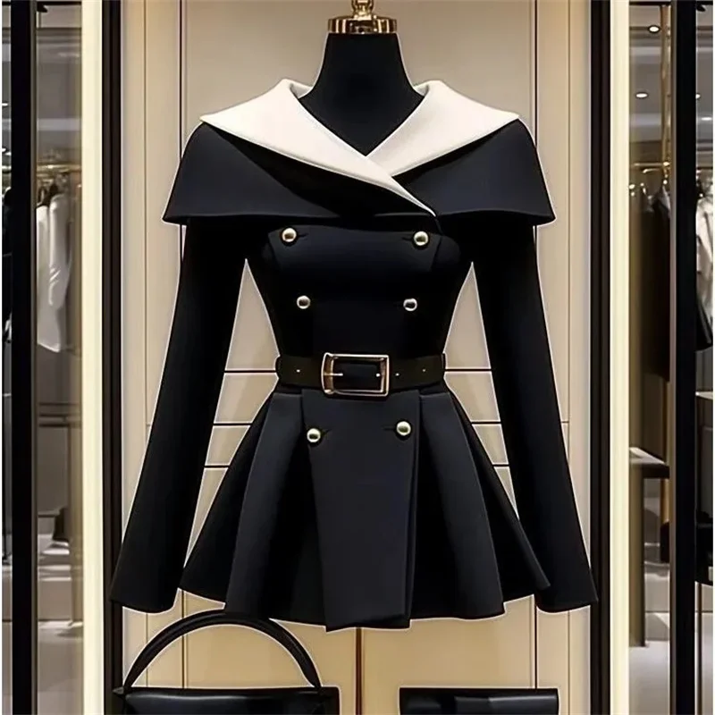 LIBIELIY 2025 Spring Autumn Women's Jackets Black Receive Waist Coat New Casual All-match High-End Elegant Women's Coat Outwear