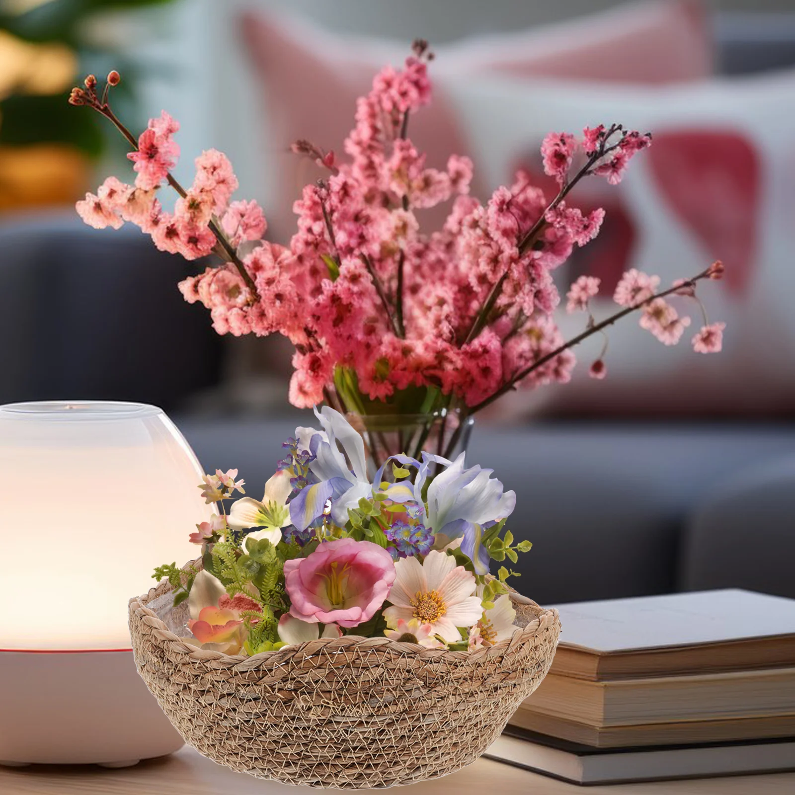 

Straw Flower Pot Farmhouse Hand-made Baskets Planter Outdoor Planters for Indoor Plants Woven Weave
