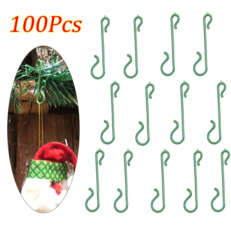 10/100pcs Christmas Ornament Plastic S-Shaped Hook Holder Xmas Tree Ball Pendant Hanging Party Decorations Home New Year Supples