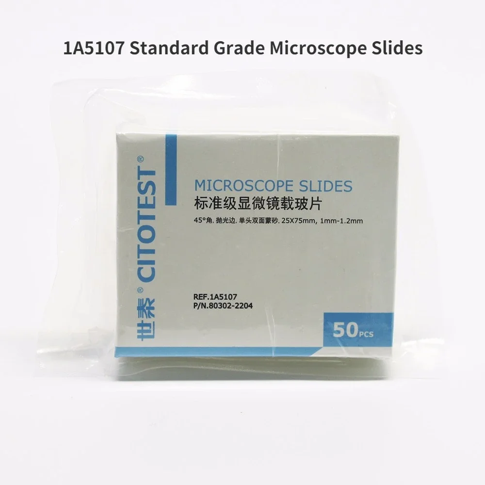 Citotest 50PCS Adhesive Slides Standard Grade Microscope Slides Pathological Grade Microscope Slides Storage Box Slicing Box