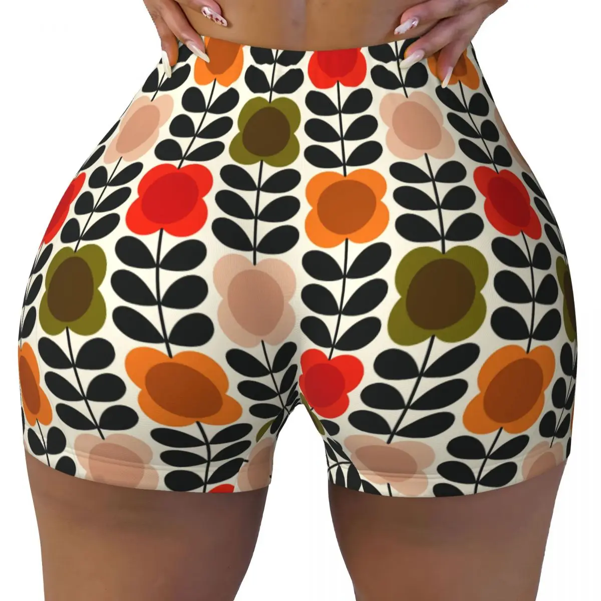 

Custom Orla Kiely Spot Flower Stem Tomato Pink Biker Running Workout Shorts for Women Athletic Gym Yoga Shorts