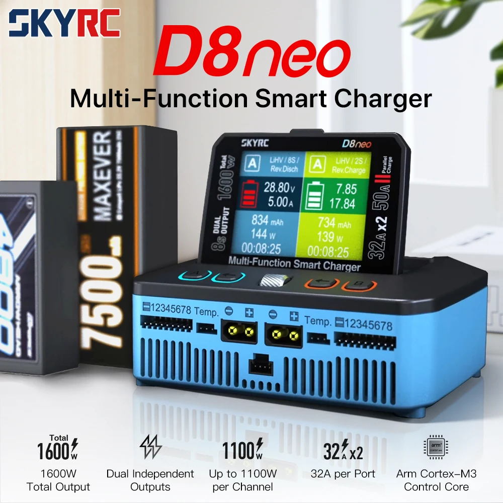 SKYRC D8neo Smart Charger Dual Outputs 1-8S For LiPo LiFe Li ion LiHV Pb NiMH and NiCd