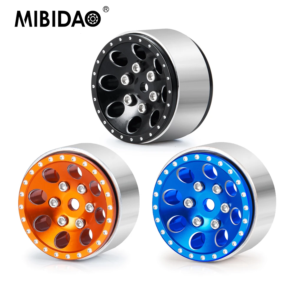 MIBIDAO 4 pezzi 1.0 pollici in lega di alluminio Beadlock mozzo ruota cerchi per Axial SCX24 1/24 TRX4M 1/18 RC Crawler modello di auto parti di aggiornamento