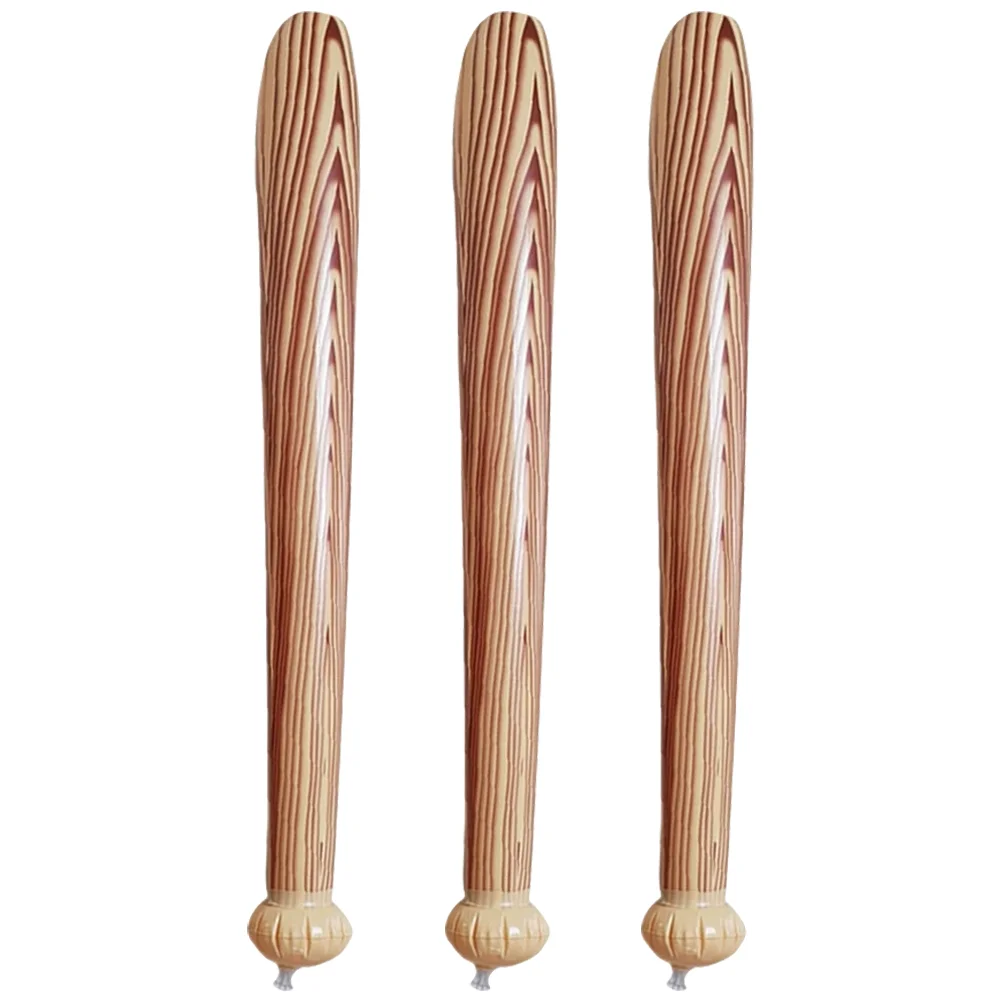 3 Pcs Mini Baseball Bat Toys Inflatable Children’s Boys Sports Cheering Stick Baby Brown Pvc for Toddlers