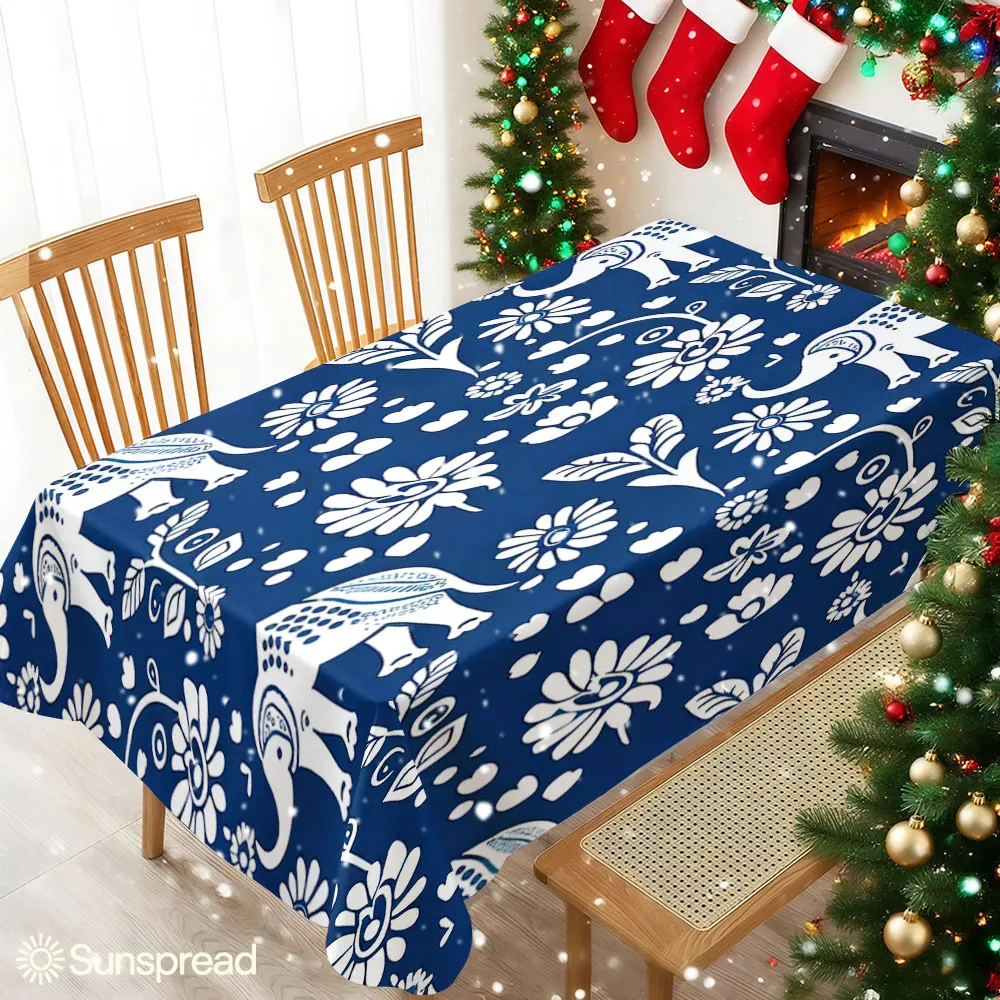 Elephant Garden Table Cloth Waterproof Tablecloth Spill Proof Table Cloth, Wipe Clean Table Cloth for Dining Camping