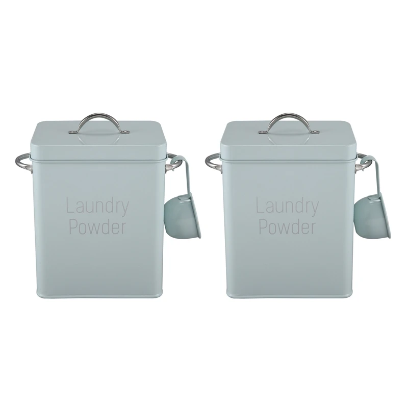 

2X 5L Beautiful Powder Laundry Powder Boxes Storage With Scoop Green