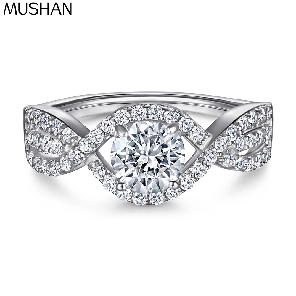 

MuShan Jewelry 925 Sterling Silver Ring Wedding Band High Carbon Diamond Valentine Gift Gold Plated Women Rings Fine Jewelry