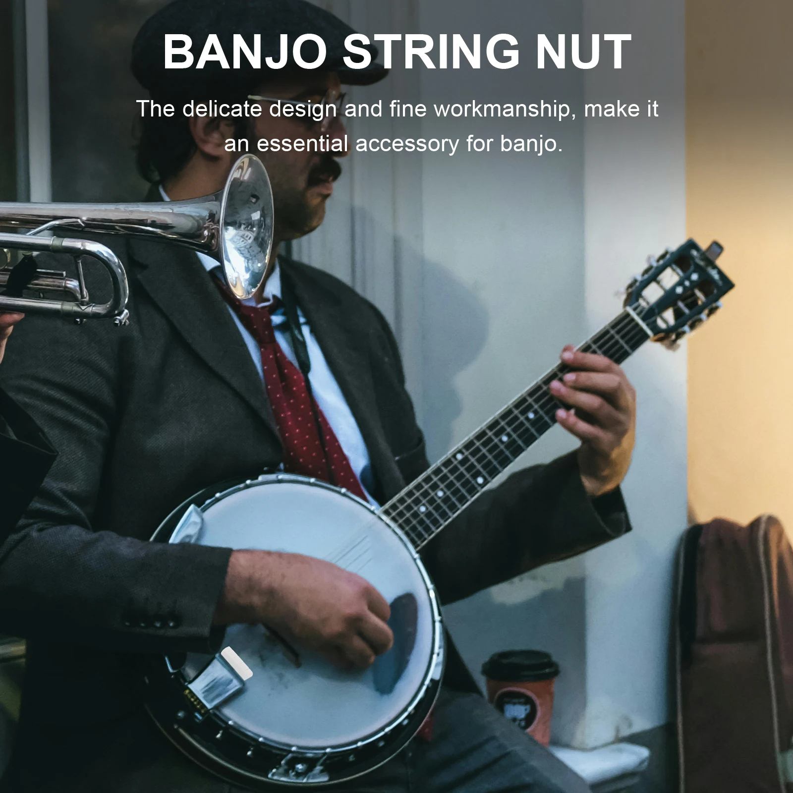 

PremiumBanjoReplacement Bone Nut for Banjo Accessories Compact Sound Enhancing String Support Bridge Saddle Portable Easy