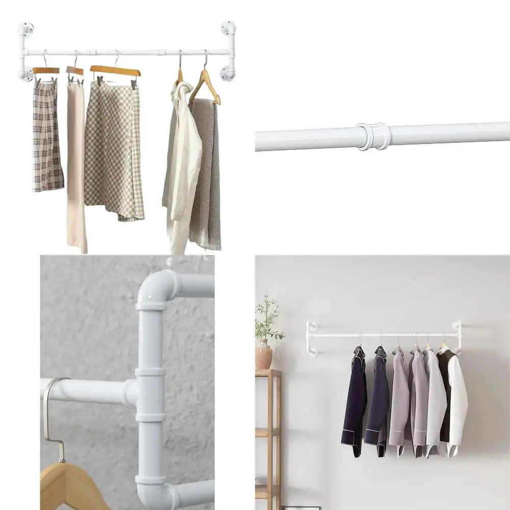 

Space-Efficient Steampunk Hanging Rack, Wall-Mounted for Heavy-Duty Use, Black/White, Multi-Purpose Storage Solution