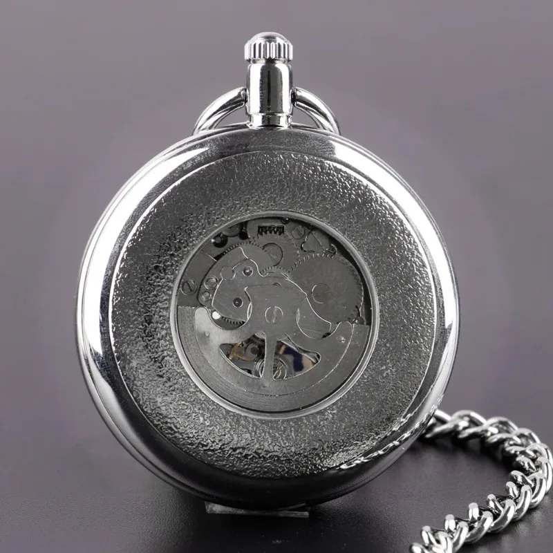 Top Brand Luxury Silver Pocket Watches Mechanical For Men Fashion Gentleman Pocket Watch Hand Wind Casual Chain Fob Watches