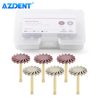 6PCS AZDENT Dental Composite Resin Polishing Disc Wheel Kit Rubber Polisher Brush Burs Silicone with Diamond 2 Step Polishing
