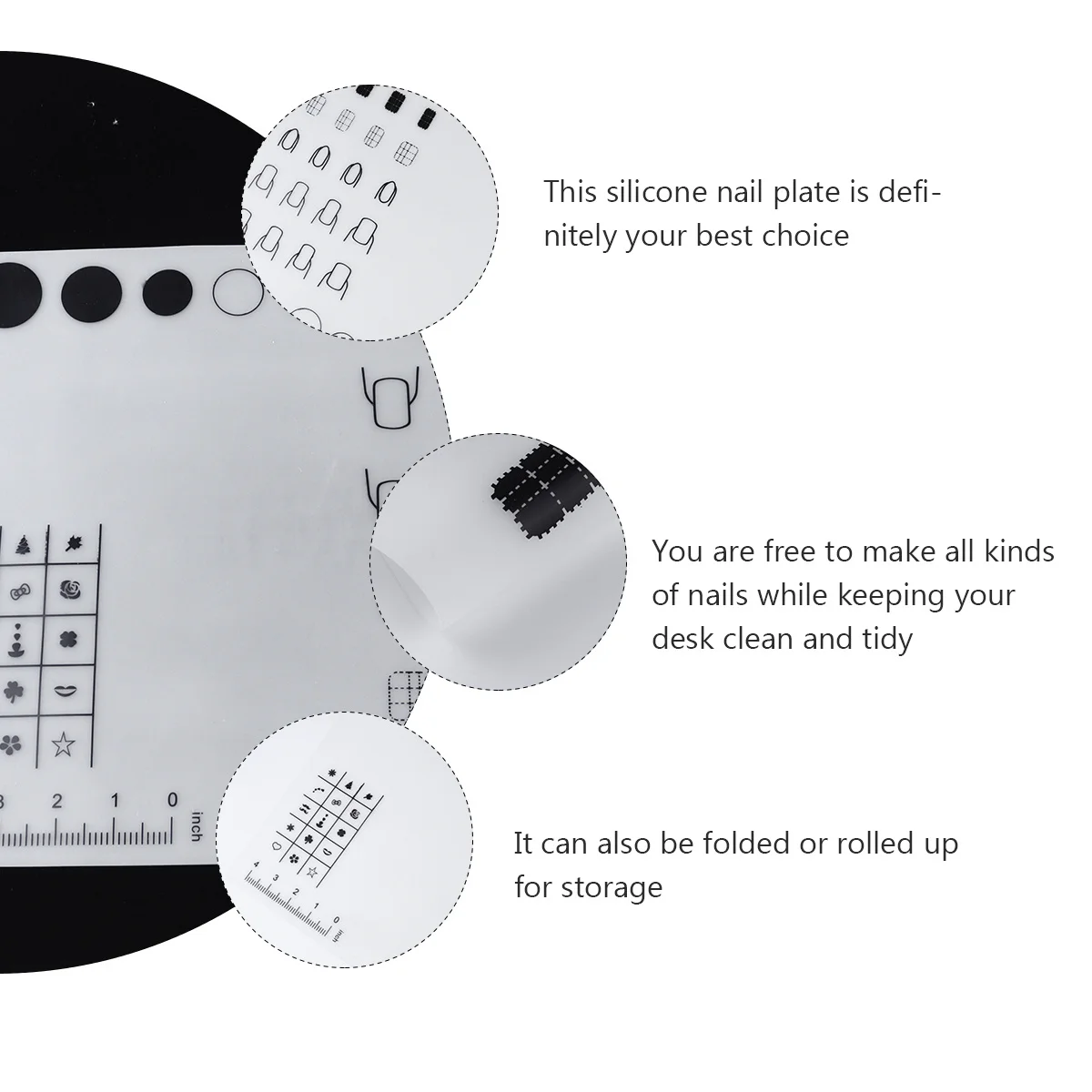 مسمار الفن سيليكون حصيرة مانيكير حصيرة ختم لوحة البولندية وسادة ملصق مائي دليل حاكم تخزين سهل التنظيف (نمط ب) #1