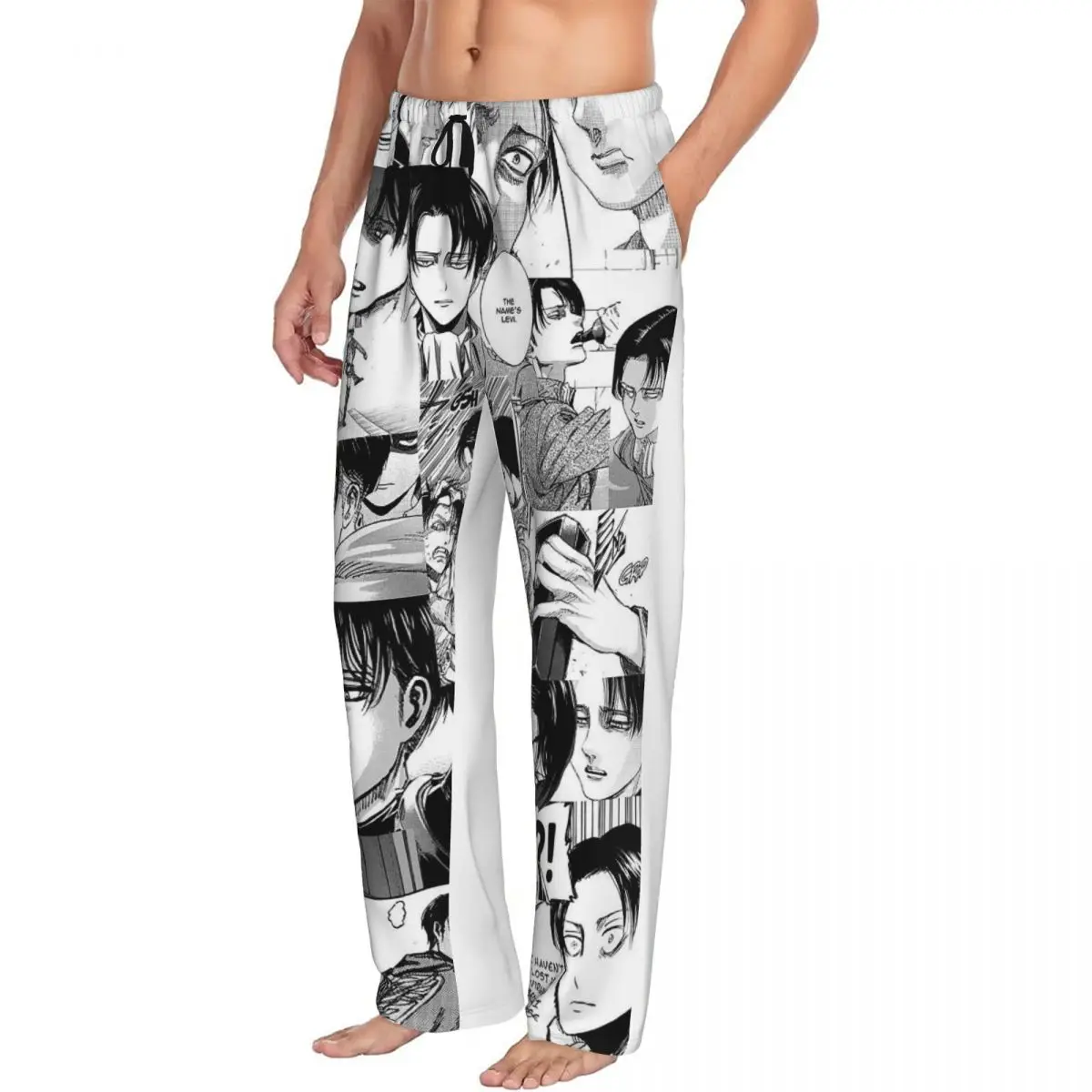 Custom Levi Ackerman Attack On Titan Men Pajama Pants Lounge Sleep Sleepwear Bottoms with Pockets