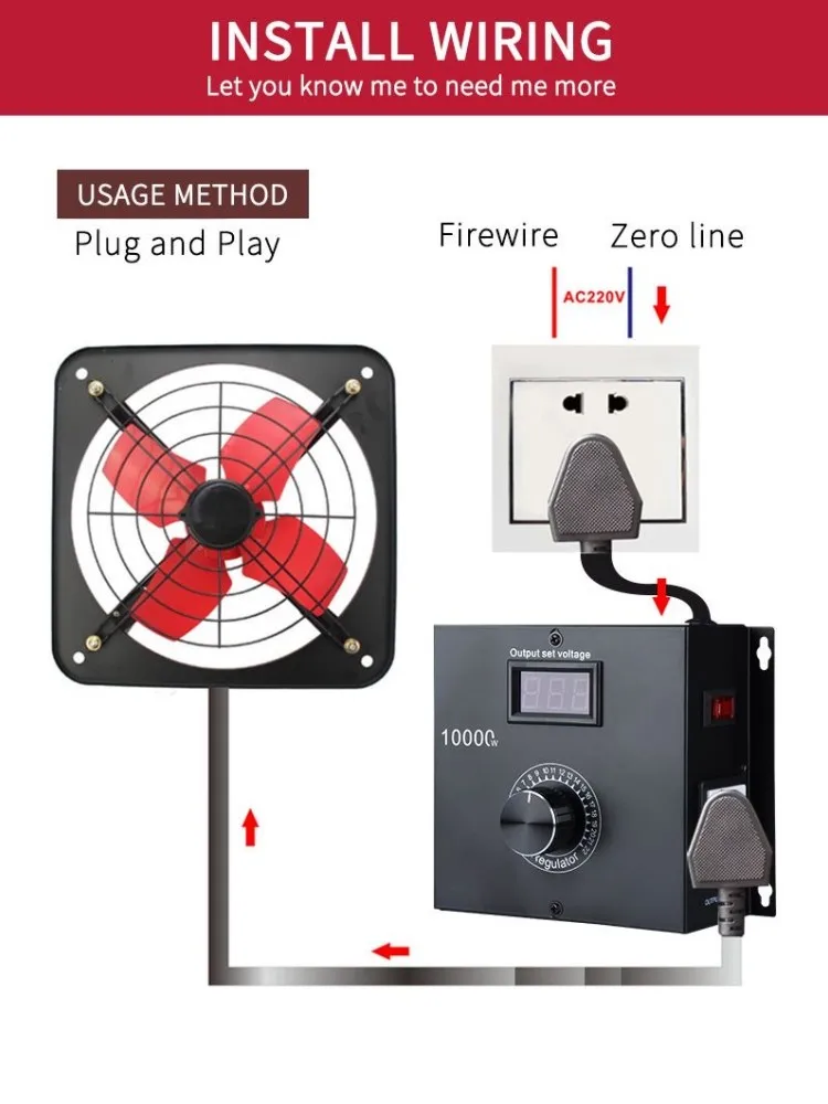 Imagem -02 - Regulador de Tensão Velocidade Temperatura Luz Dimmer Ajustável Compacto Variável Controlador ac 220v 10000w