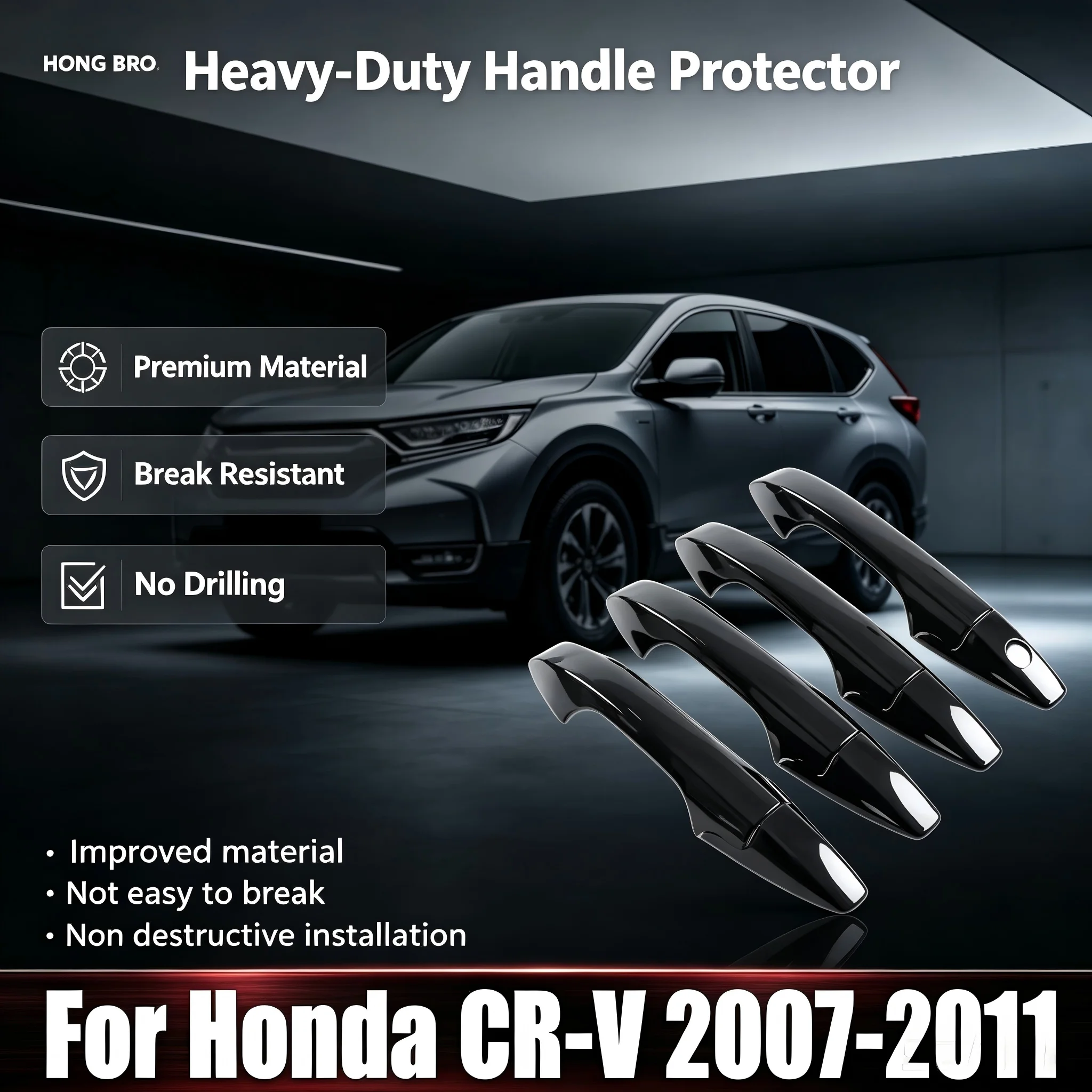 Glossy Black Exterior Door Handle Cover Trim Stickers Auto Accessories For Honda CR-V 2007-2011