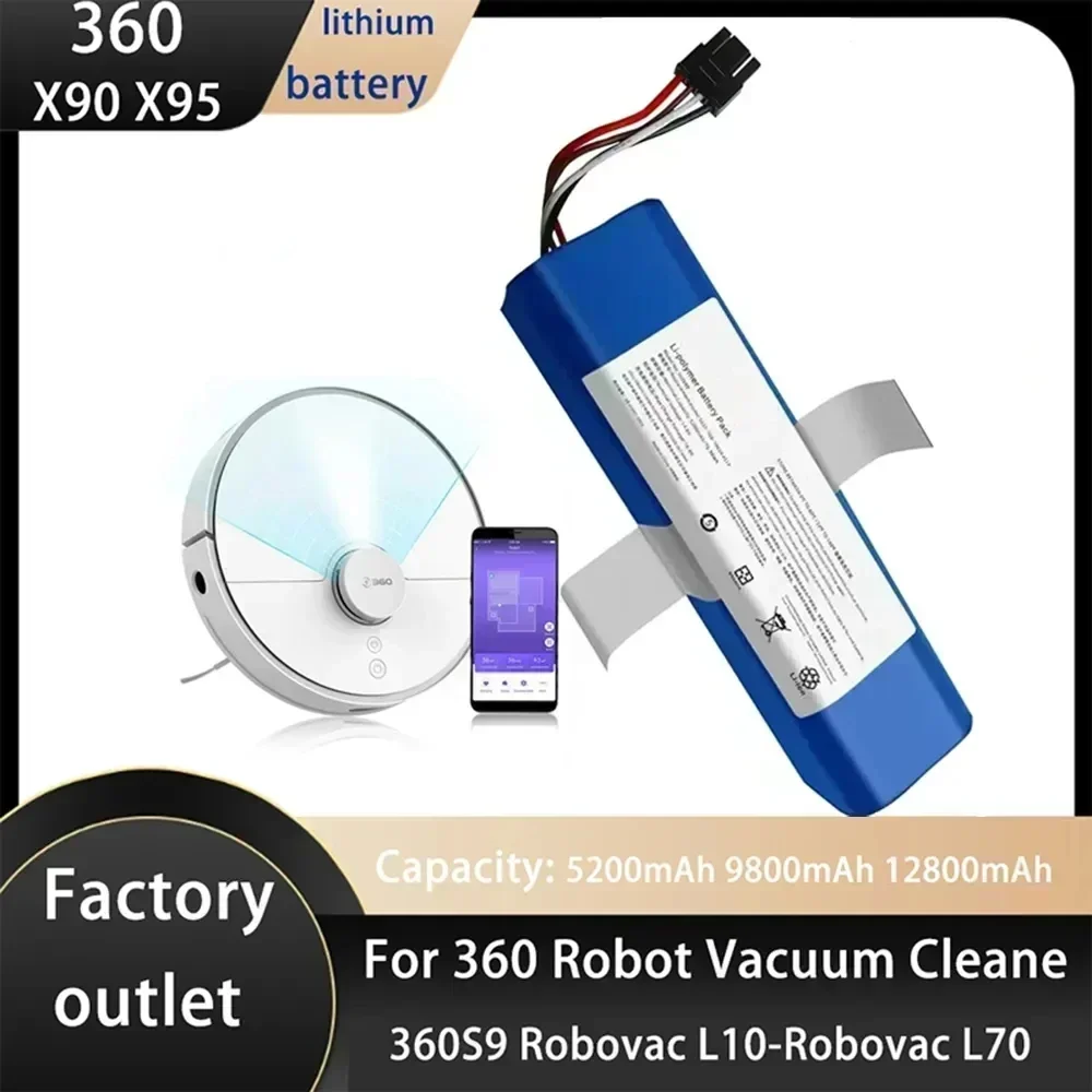 

SU Batería de repuesto para aspiradora robótica Qihoo 14,8 S9, 9800 V, 360 mAh, accesorios