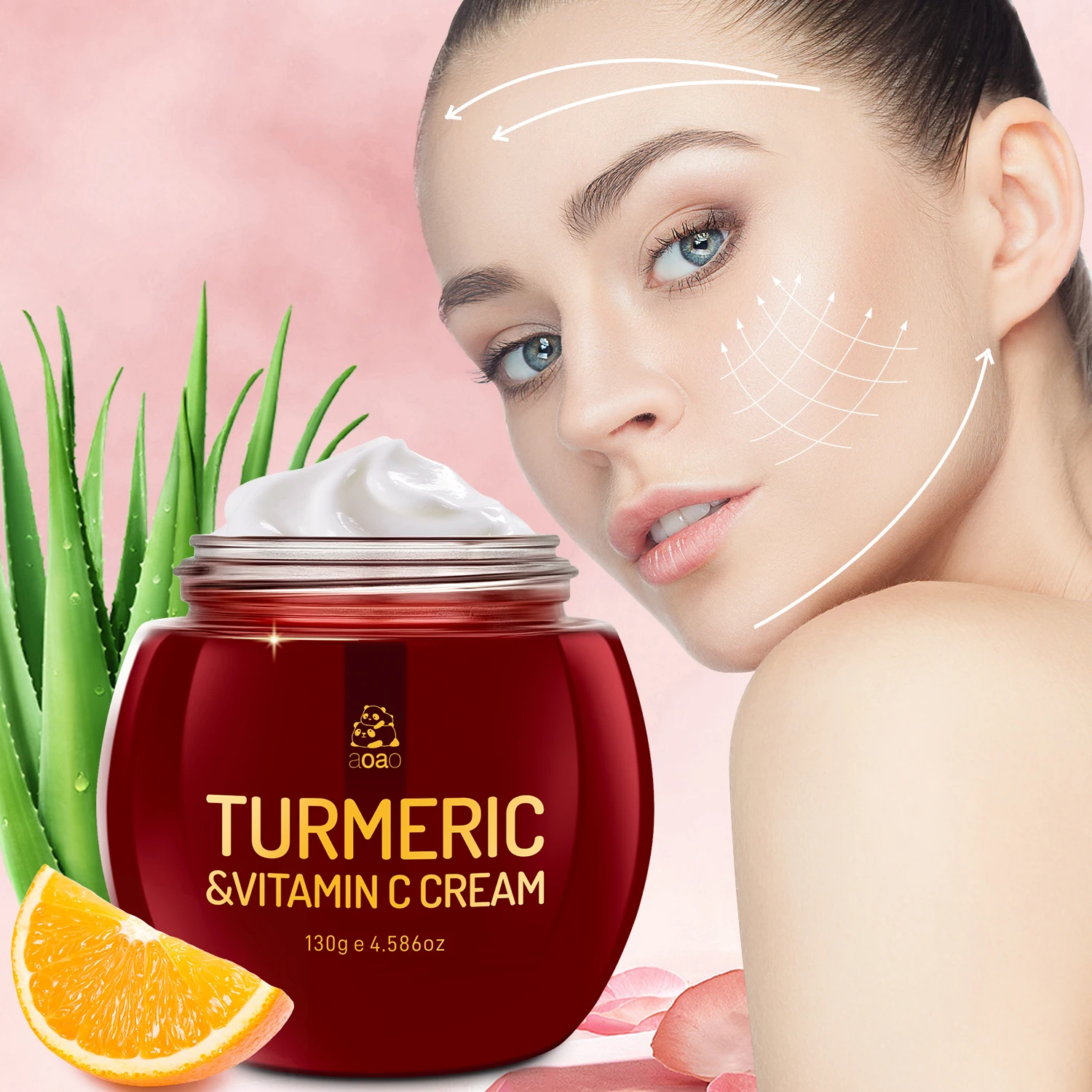 Turmeric & Vitamin C Moisturizing Cream with Hyaluronic Acid & Aloe Vera - Deep Hydration, Face Cream for Smooth, All Skin Types
