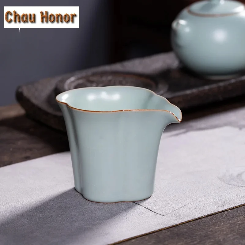 

170ml Handmade Ru Kiln Porcelain Tea Pitcher Pour Tea Cha Hai Dispenser Justice Cup White Tea Fair Mug Teaset Craft Supplies