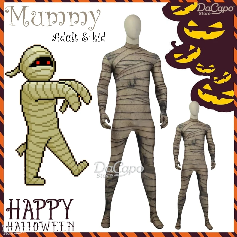 

Halloween Mummy Cosplay Costume Adults Kids Cosplay Party Performance Horror Scary Outfit Holiday Christmas Dress Up Clothing