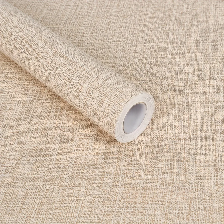 Vinyl Faux Grasscloth Decor Contact Paper Self-Adhesive Waterproof Wallpaper Linen Removable Cabinets Counter Top Liners Sticker