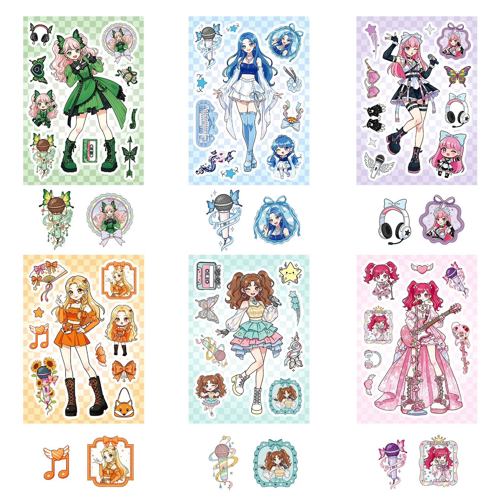 

6/12Sheets Sweet Cool Idol Puzzle Stickers Anime Girl Singer Sticker for Phone Computer Notebook Stationery DIY Toys Secret