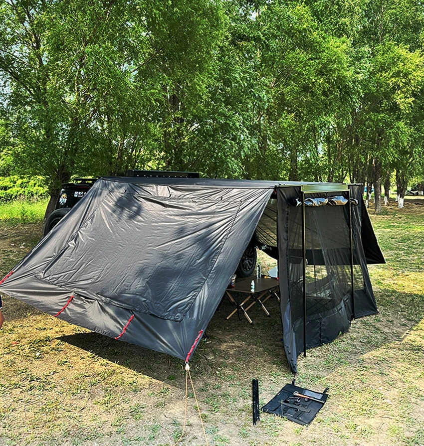 مظلة شمسية ذات غلاف صلب من سبائك الألومنيوم تتفتح مساحة مكونة من 9 أمتار مربعة، تتميز بإضاءة وحماية من المطر وحماية من الشمس. #4