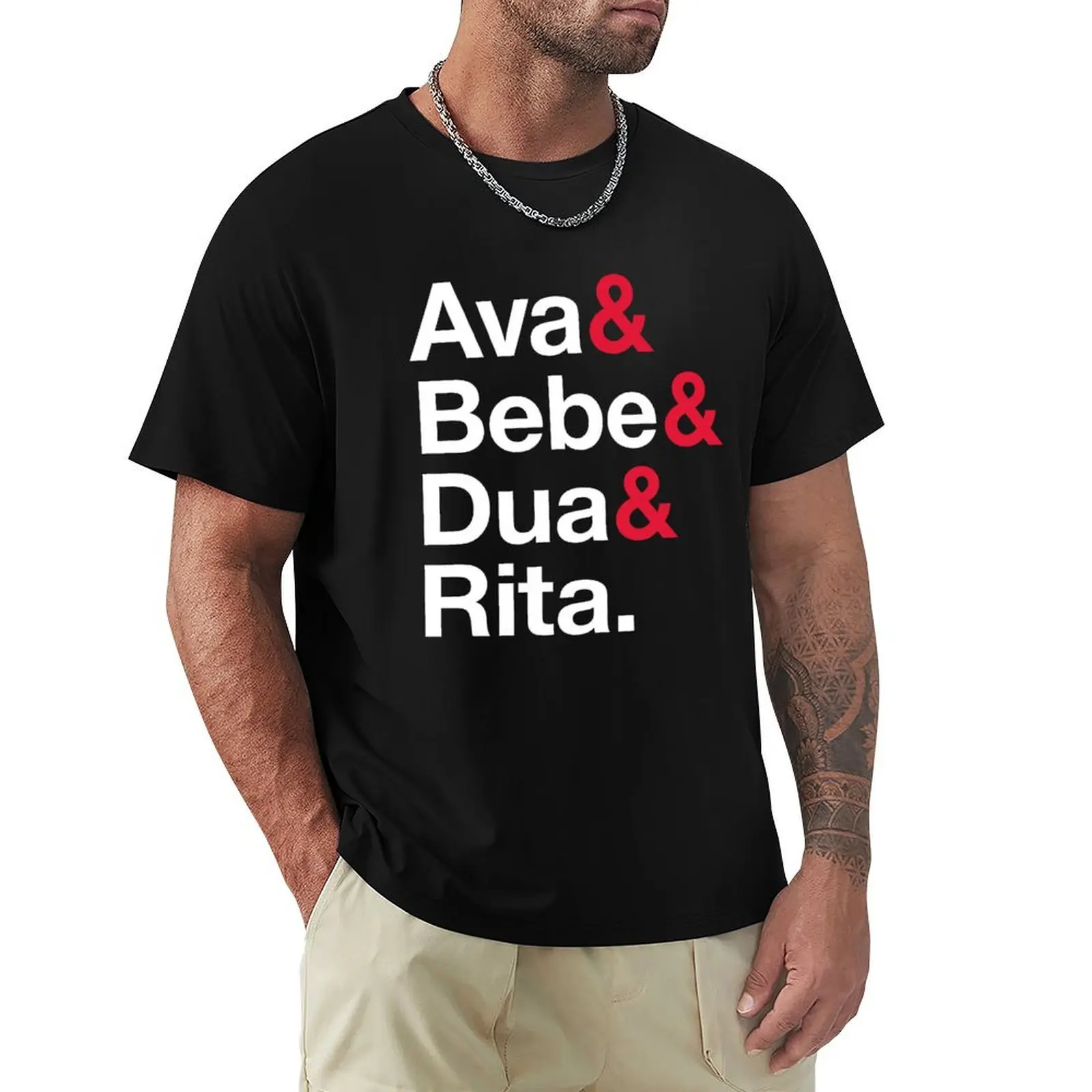 Albanian Music Queens, Ava, Bebe, Dua, Rita, Helvetica List Style T-Shirt Daily Work Short Sleeve Top