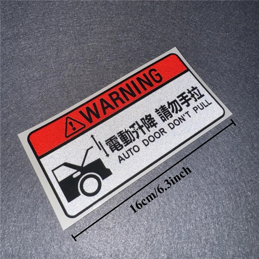 Warning Auto Door Don't Pull Chinese English Vinyl Sticker Car Electric Door Safety Reminder Window Decal