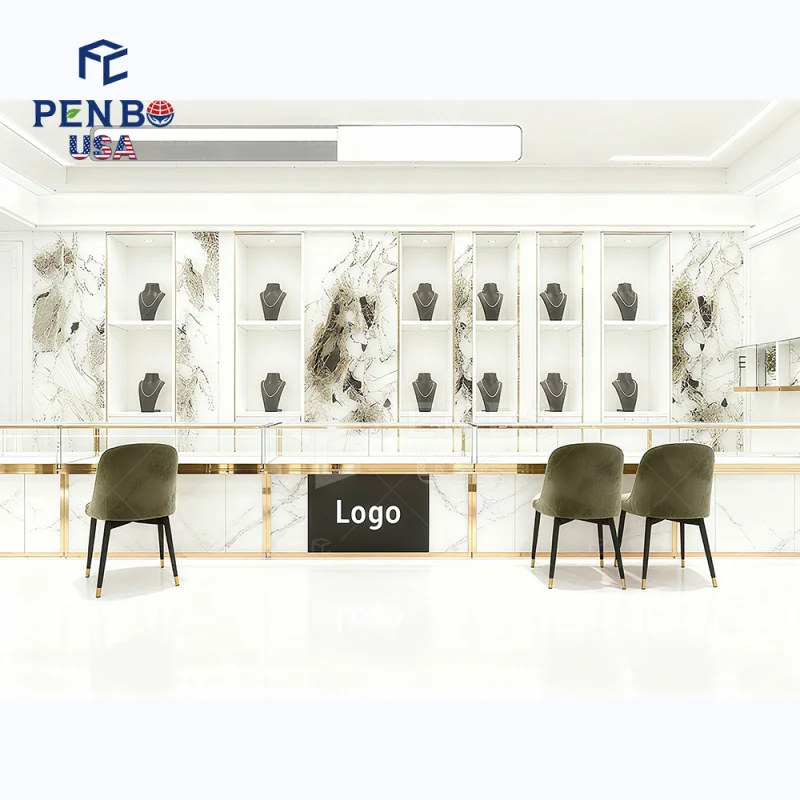 custom.Ultra-Bright Led Backlit Tempered Glass Round Jewelry Display Counter White Style Exclusive Display Cabinets Jeweller