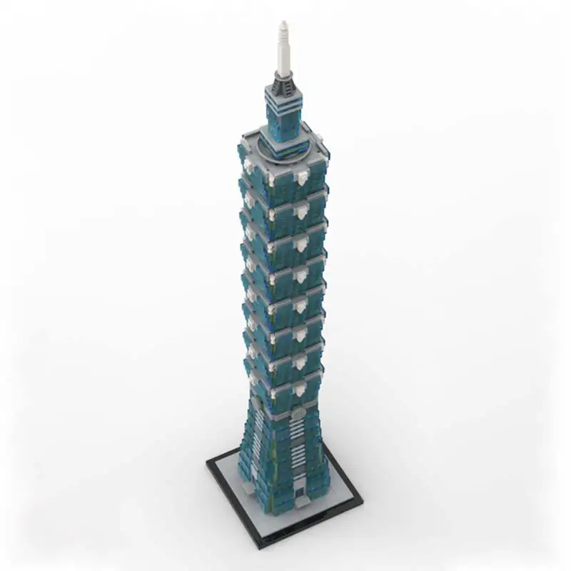 Modern Architecture Taipei 101 Building Block City Famous Tower Model Technology Bricks Desktop Ornament Kid's Puzzle Toys Gifts